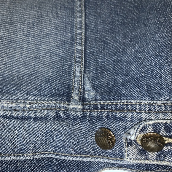 Free People Jacket Women's Size Medium Blue Denim Hoodie Long Sleeve Distressed - Picture 11 of 14